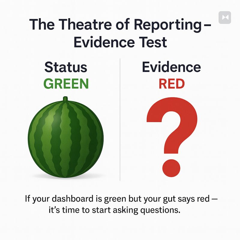 The Theatre of Reporting: 3 questions that stop “green on slide, red in reality.”